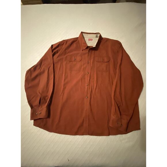 Wrangler Other - Wrangler Western Mens Button Down Shirt 3XL Terra Cotta/Red Long Sleeve Cotton